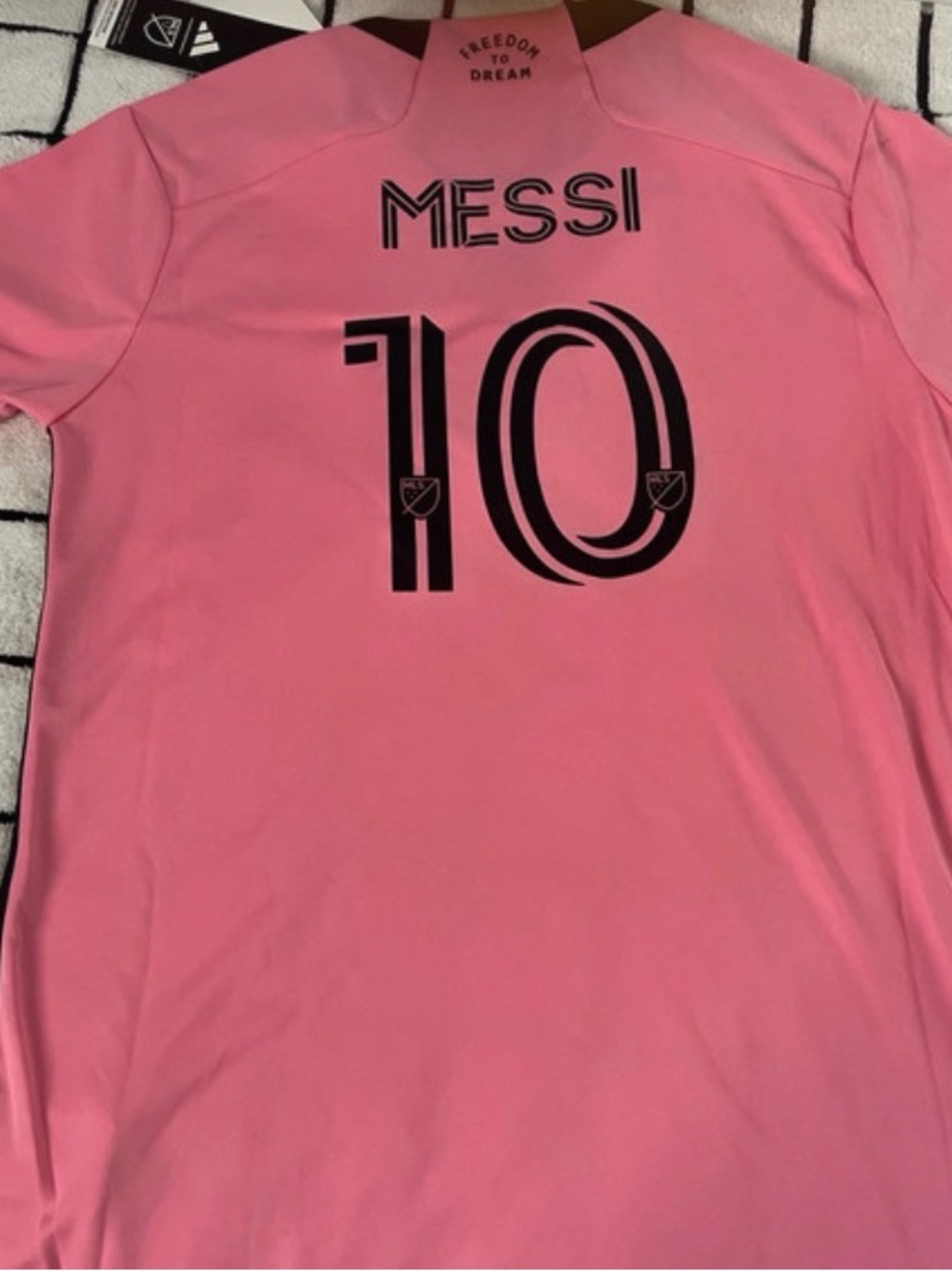 adidas Pink Messi Soccer Jersey with Black Accents - Miami Crest - Picture 2 of 3